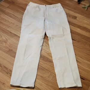 Forenza White Cotton Pants Size 14T High Waist Denim 1980's 90's Vintage Jeans